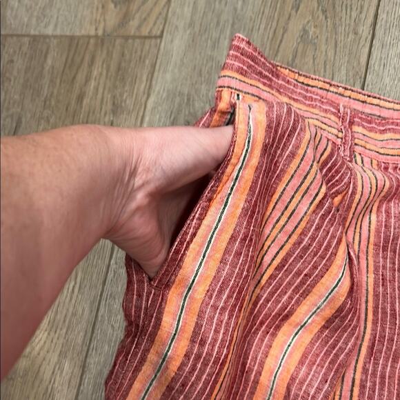 J. Jill Love Linen Cape Code Red Striped Shorts Beachy Coastal Bermuda Size 18 - Picture 3 of 10